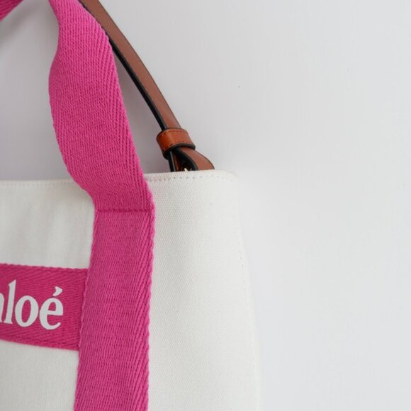 Authentic Preowned Chloe White/Pink Canvas Two Way Bag - Picture 5 of 16